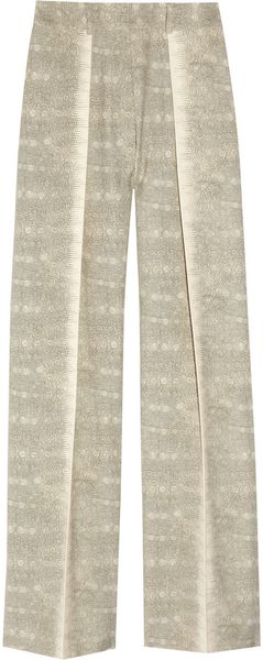 Chloé Lizard Print WoolCrepe Pants in Beige (cream) - Lyst