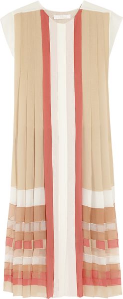 Chloé Pleated Sikgeorgette Dress - Lyst