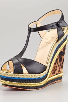 Christian Louboutin Trotolita Calf Hair Wedge Sandal - Lyst