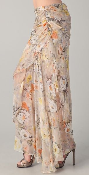 Haute Hippie Floral Maxi Skirt in Brown | Lyst