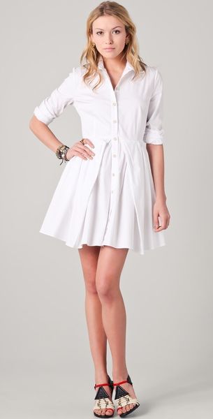 Thakoon Long Sleeve Shirtdress in White - Lyst