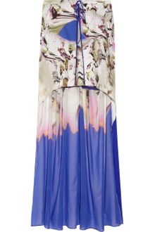 Vera Wang Printed Stretchcotton and Silkblend Chiffon Mini Skirt - Lyst