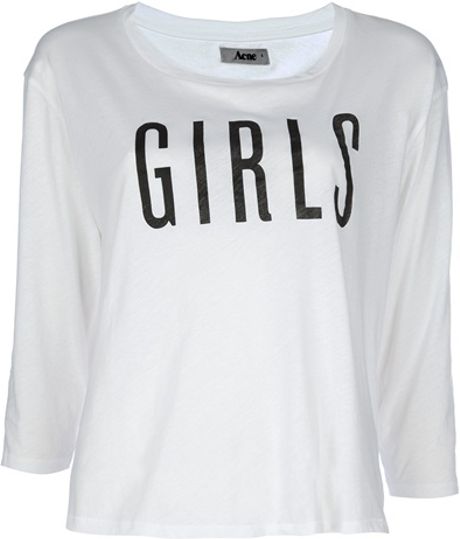 Acne Whitkin Girls Print Tshirt in White - Lyst