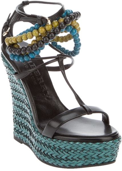 Burberry Prorsum Wedge Sandal in Black - Lyst