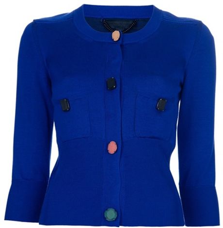 Burberry Prorsum Multicoloured Button Cardigan in Blue (multicoloured) - Lyst