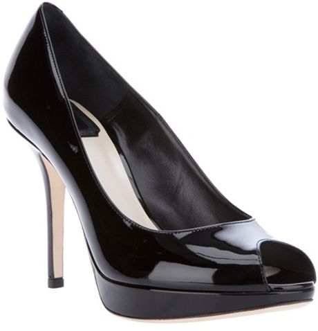 Dior Peep Toe Pump in Black - Lyst