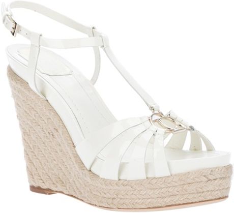 Dior Wedge Sandal in White - Lyst