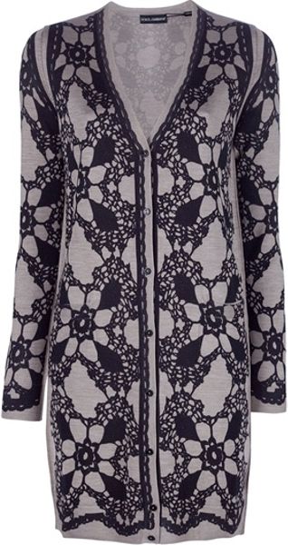 Dolce & Gabbana Long Pattern Cardigan in Gray (nude) - Lyst