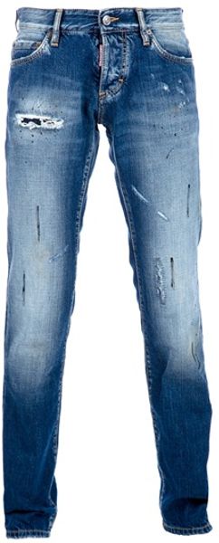 Dsquared2 Distressed Straight Leg Jean in Blue for Men - Lyst