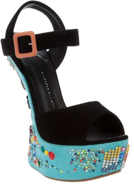 Giuseppe Zanotti Concave Wedge Sandal in Blue (black) - Lyst