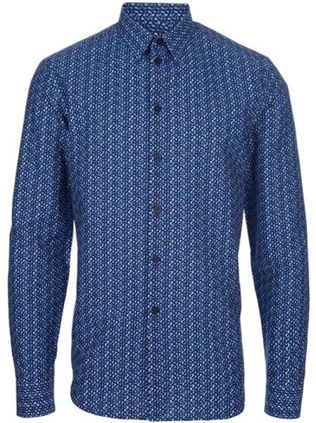 Givenchy Patterned Shirt in Blue for Men - Lyst
