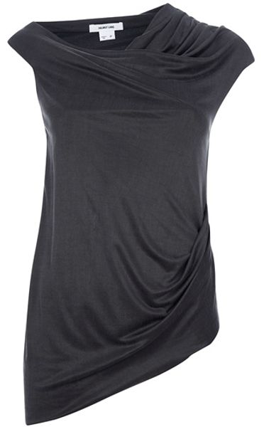 Helmut Lang Drape Tee in Gray (charcoal) - Lyst