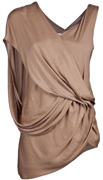 Helmut Lang Orbit Top in Brown (gold) - Lyst