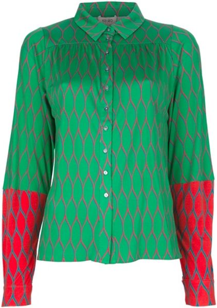 Kenzo Pattern Blouse in Green - Lyst