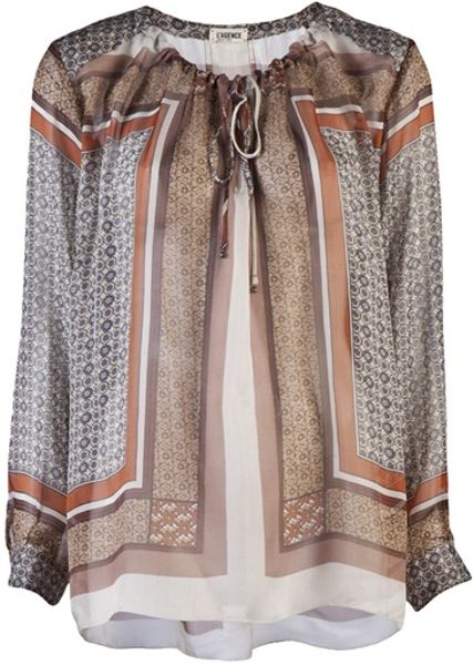L'agence Silk Scarf Blouse in Brown - Lyst