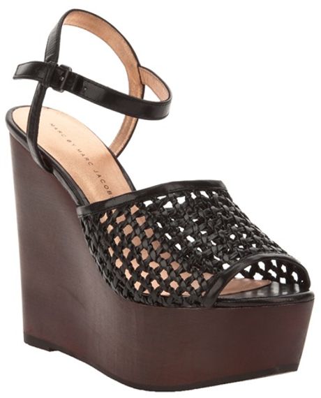 Marc By Marc Jacobs Wedge Sandal in Brown (black) - Lyst