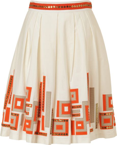 Milly Ivory Perfect Pleated Date Skirt in Orange (ivory) - Lyst