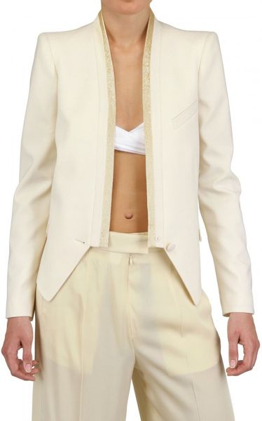 Roberto Cavalli Beaded Cool Wool Jacket in Beige (ivory) - Lyst