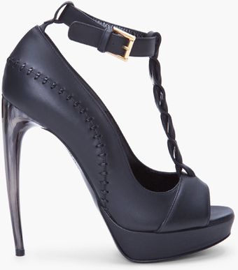  Black Leather Tstrap Pumps 
