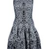 Alexander Mcqueen Printed Skater Dress in Black - Lyst