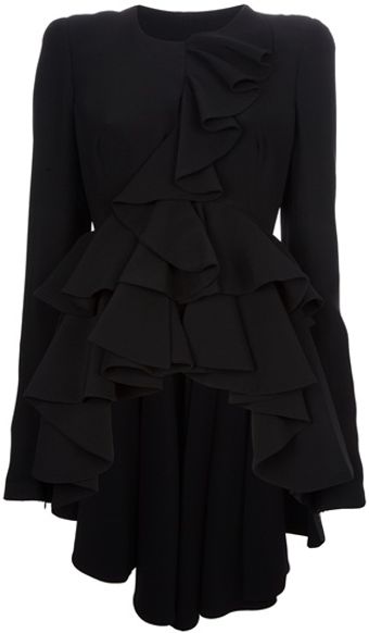Alexander McQueen Ruffle Trim Tailcoat - Lyst