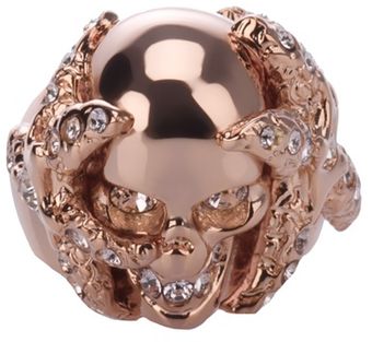 Alexander McQueen Skull and Coral Ring - Lyst
