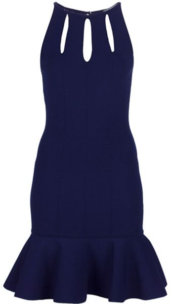 Alexander Mcqueen Frilled Hem Dress in Blue (indigo) - Lyst