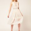 Asos Collection Asos Midi Dress with Cross Back in Beige (white) - Lyst