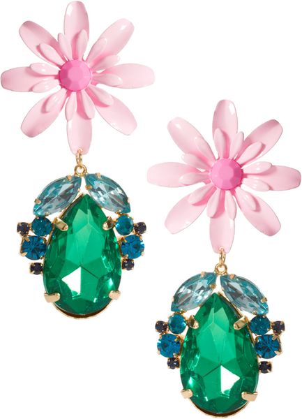 Asos Flower Jewel Drop Earrings in Multicolor (multi) - Lyst