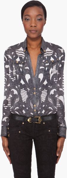 Balmain Deep Vneck Silk Blouse - Lyst