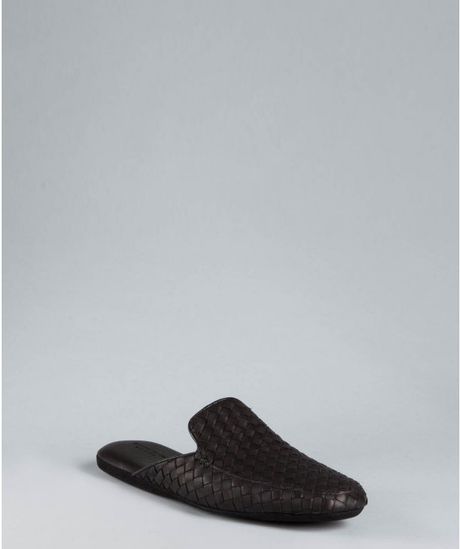 Bottega Veneta Black Intrecciato Suede Slippers in Black for Men - Lyst
