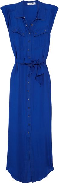 Charlie By Matthew Zink Charlie Silkchiffon Maxi Shirt Dress in Blue (cobalt) - Lyst