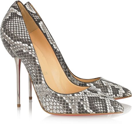 Christian Louboutin Lipsinka 120 Pinheeled Python Pumps in Gray (silver) - Lyst