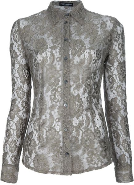Dolce & Gabbana Floral Lace Shirt in Beige (floral) - Lyst