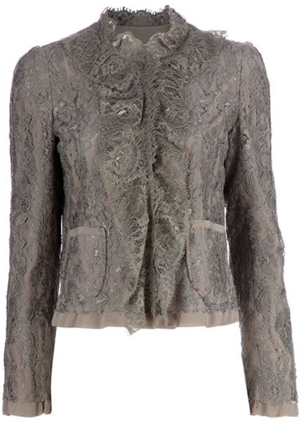 Dolce & Gabbana Ruffled Lace Jacket in Gray (mushroom) - Lyst