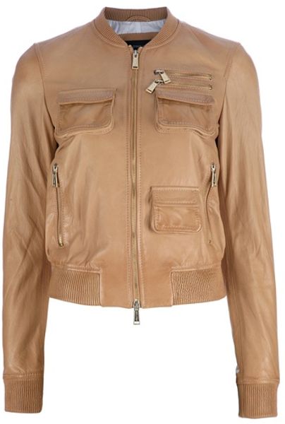 Dsquared2 Biker Jacket in Beige (nude) - Lyst