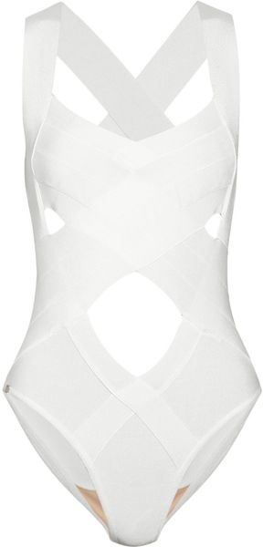 Hervé Léger Cutout Bandage Swimsuit - Lyst