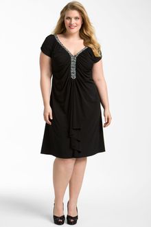 Js Boutique Beaded Cap Sleeve Matte Jersey Dress - Lyst