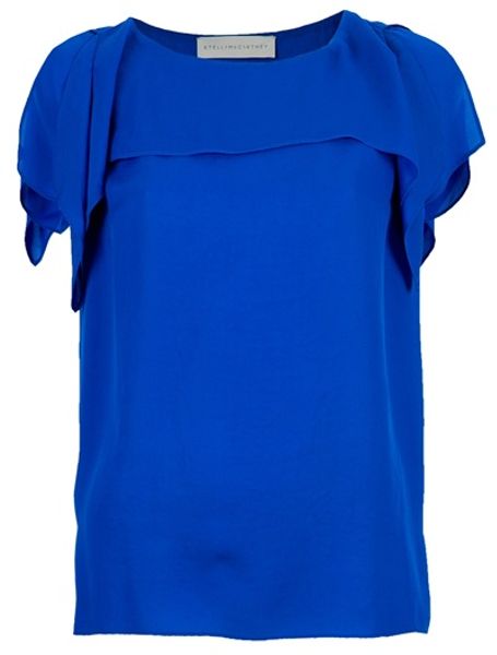 Stella Mccartney Slit Sleeve Top in Blue - Lyst