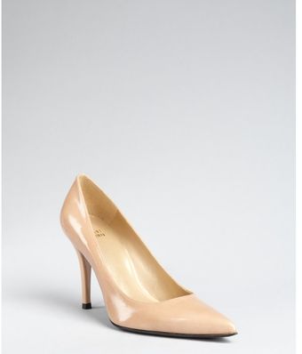 Stuart Weitzman Nude Patent Leather Daisy Pointed Toe Pumps - Lyst