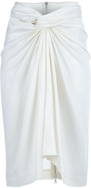 The Row Knot Front Skirt in White (ivory) - Lyst
