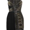 Versace Leathertrimmed Studded Plissé and Scubajersey Dress in Black - Lyst
