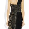 Versace Leathertrimmed Studded Plissé and Scubajersey Dress in Black - Lyst