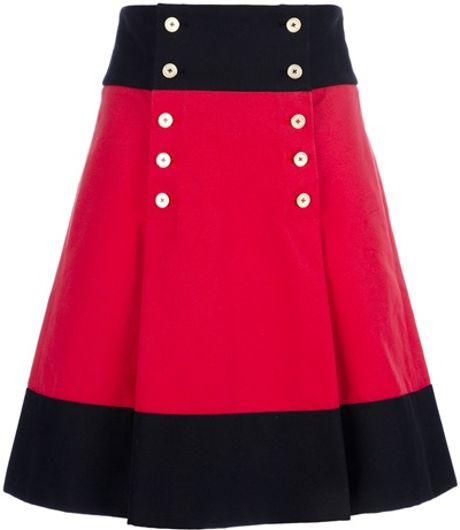 Yves Saint Laurent Button Up Skirt in Red - Lyst