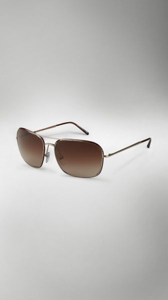 Burberry Square Frame Aviators in Gold for Men (pale gold) - Lyst