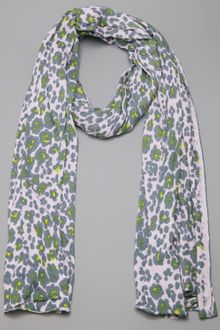 Dear Cashmere Leopard Scarf Lime - Lyst
