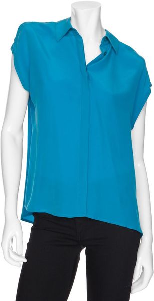 Equipment Exclusive Sleeveless Silk Blouse in Blue (turquoise) - Lyst