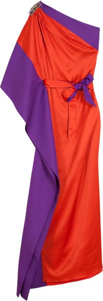 Ghadah One Shoulder Waist Belt Gown in Purple (animal) - Lyst