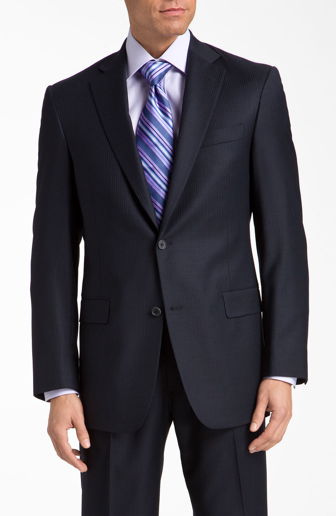 Hart Schaffner Marx Navy Pinstripe Wool Suit in Blue for Men (navy