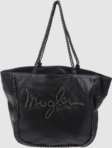 Mugler Large Fabric Bag in Black - Lyst